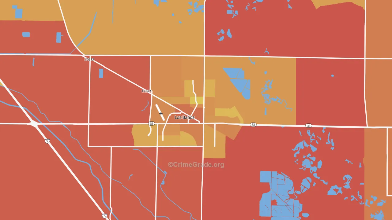 Los Banos, CA Map of Murder Rates
