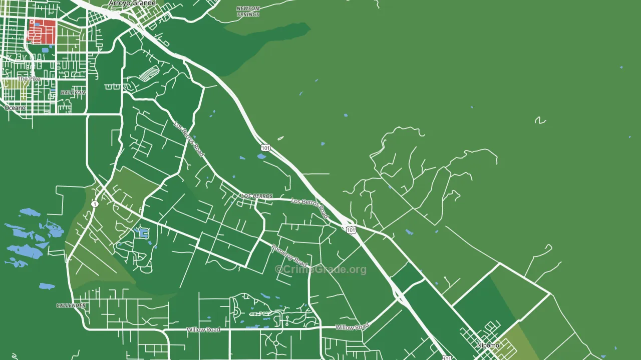 Los Berros, CA Map of Murder Rates