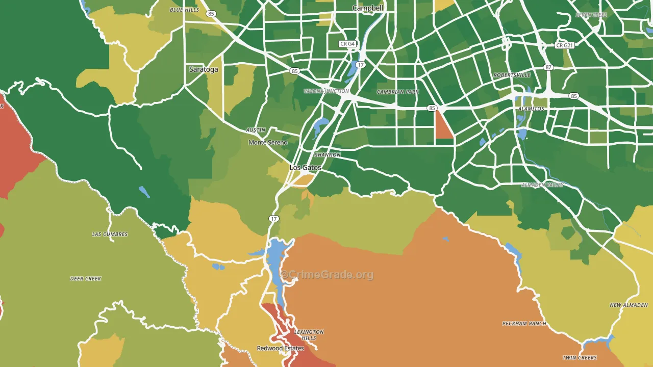Los Gatos, CA Map of Murder Rates