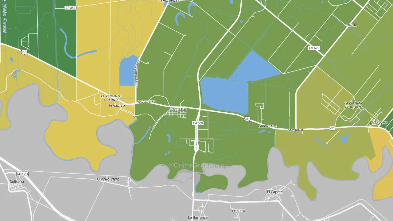 Los Indios, TX Map of Murder Rates