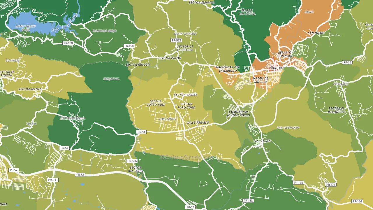 Los Llanos, PR Map of Murder Rates