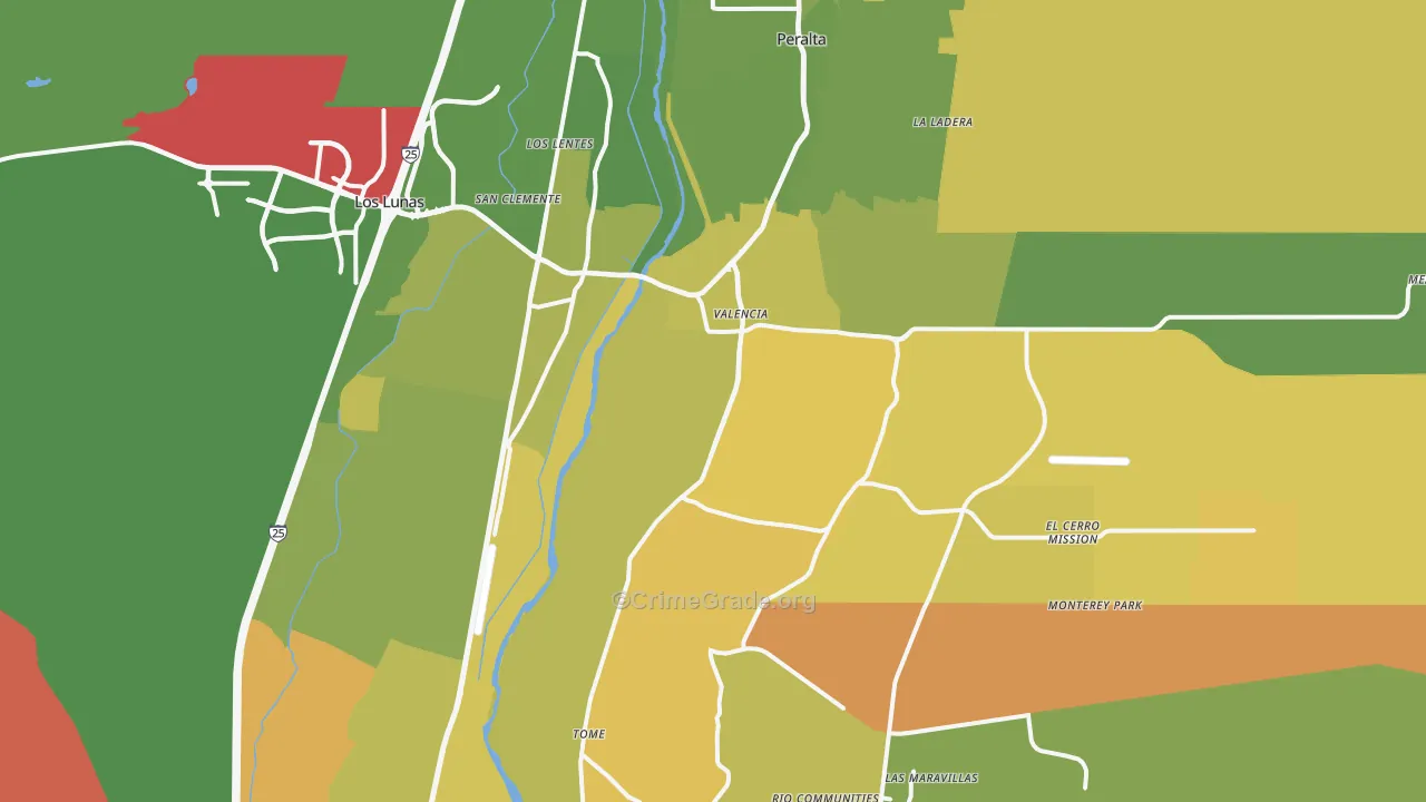 Los Lunas, NM Map of Murder Rates