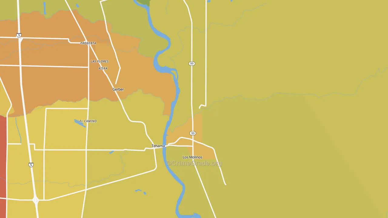 Los Molinos, CA Map of Murder Rates