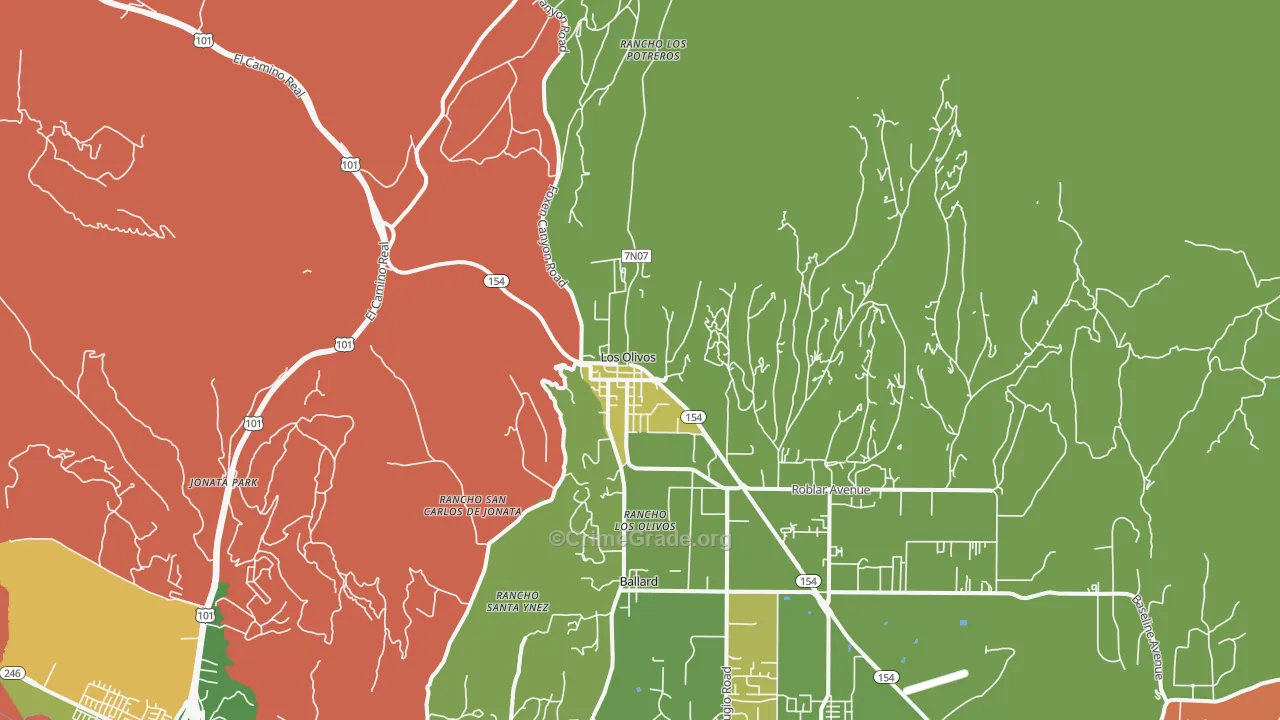 Los Olivos, CA Map of Murder Rates