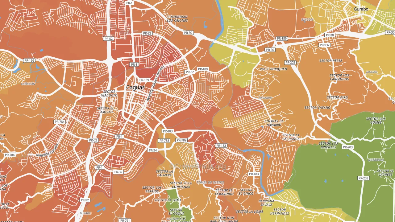 Los Prados, PR Map of Murder Rates
