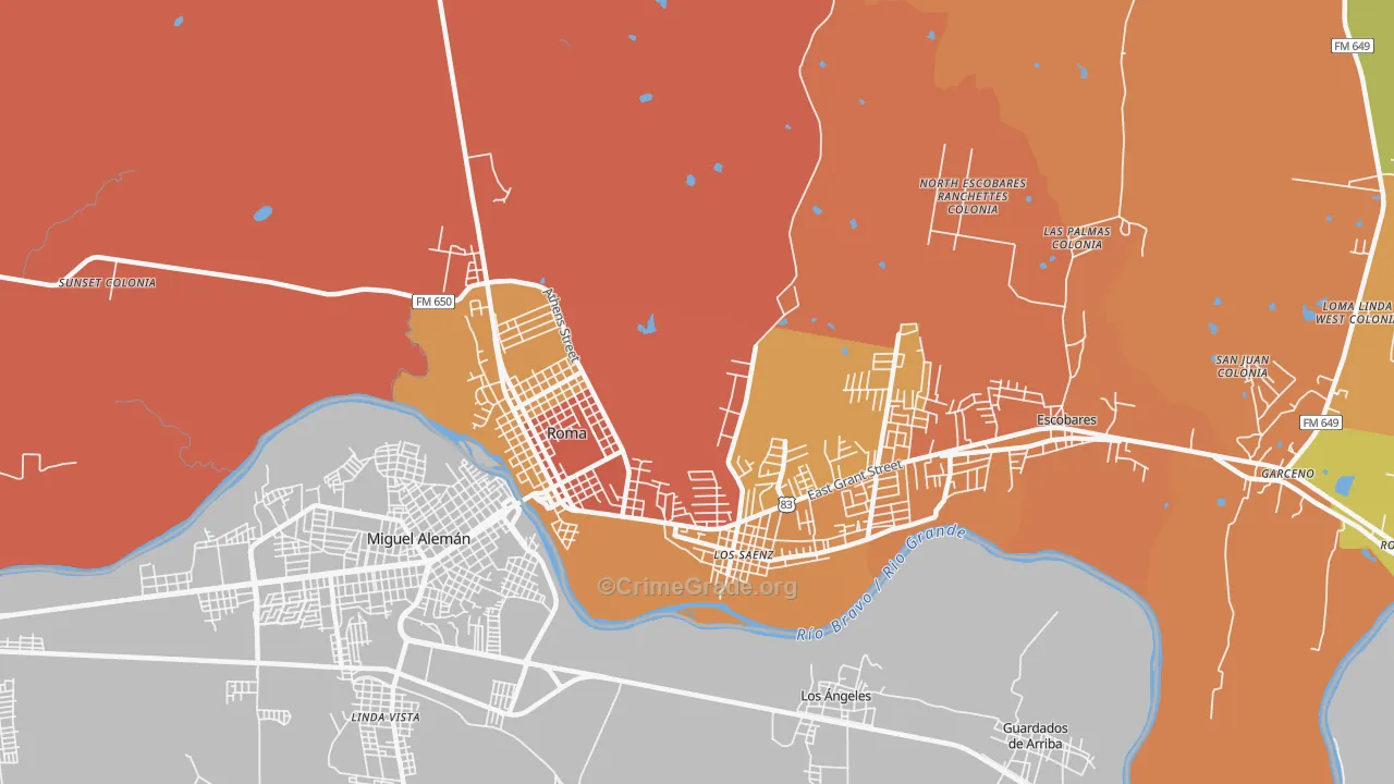 Los Saenz, TX Map of Murder Rates
