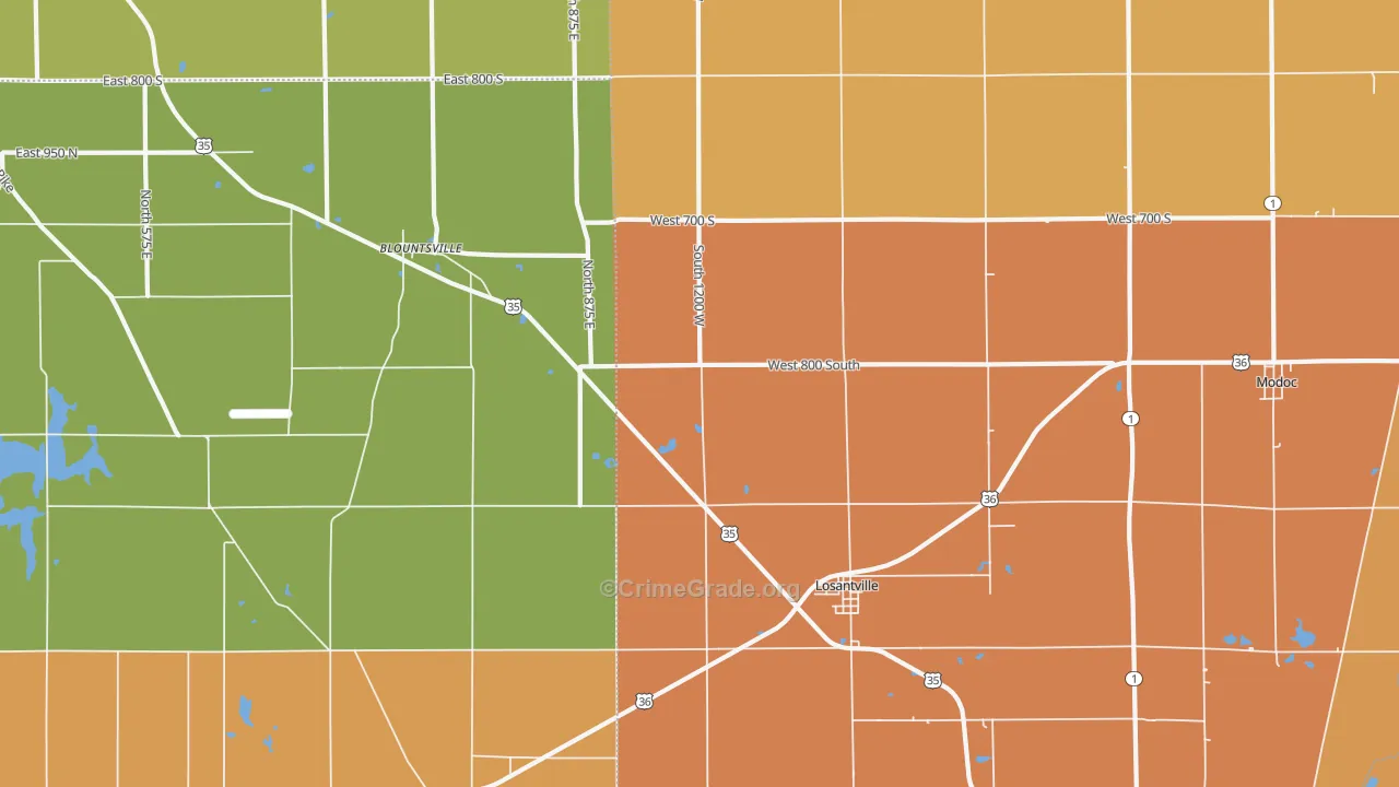 Losantville, IN Map of Murder Rates