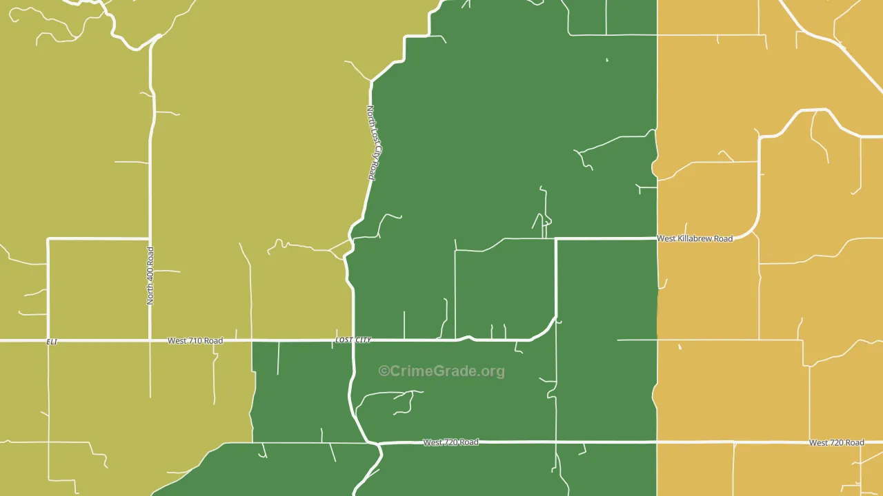 Lost City, OK Map of Murder Rates