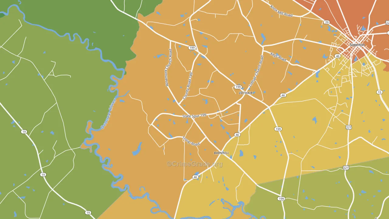 Lothair, GA Map of Murder Rates