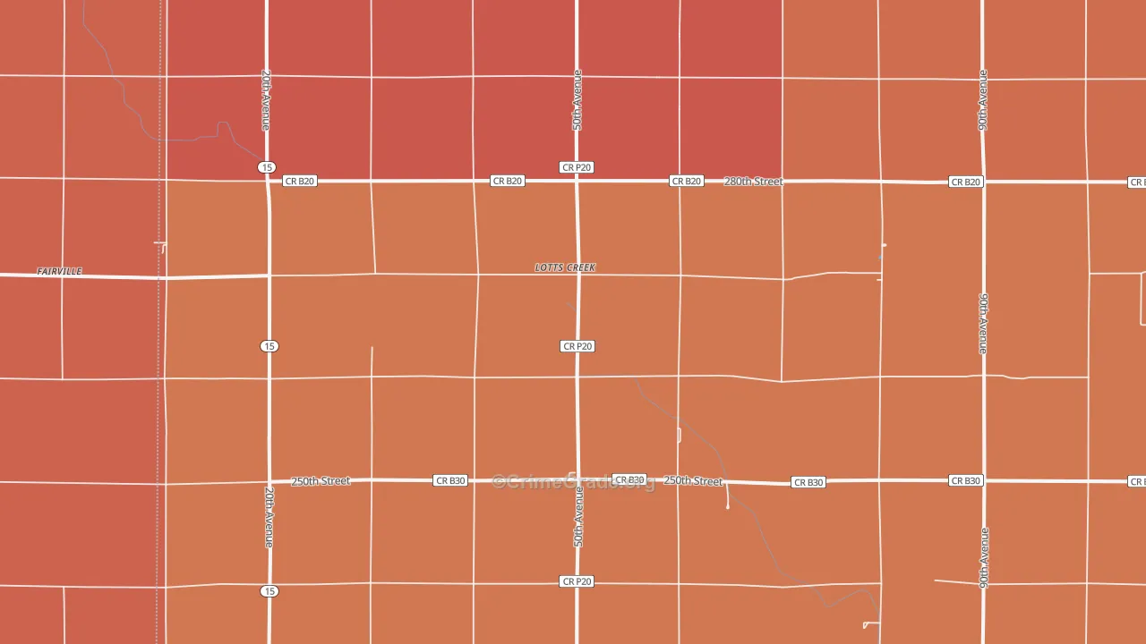 Lotts Creek, IA Map of Murder Rates