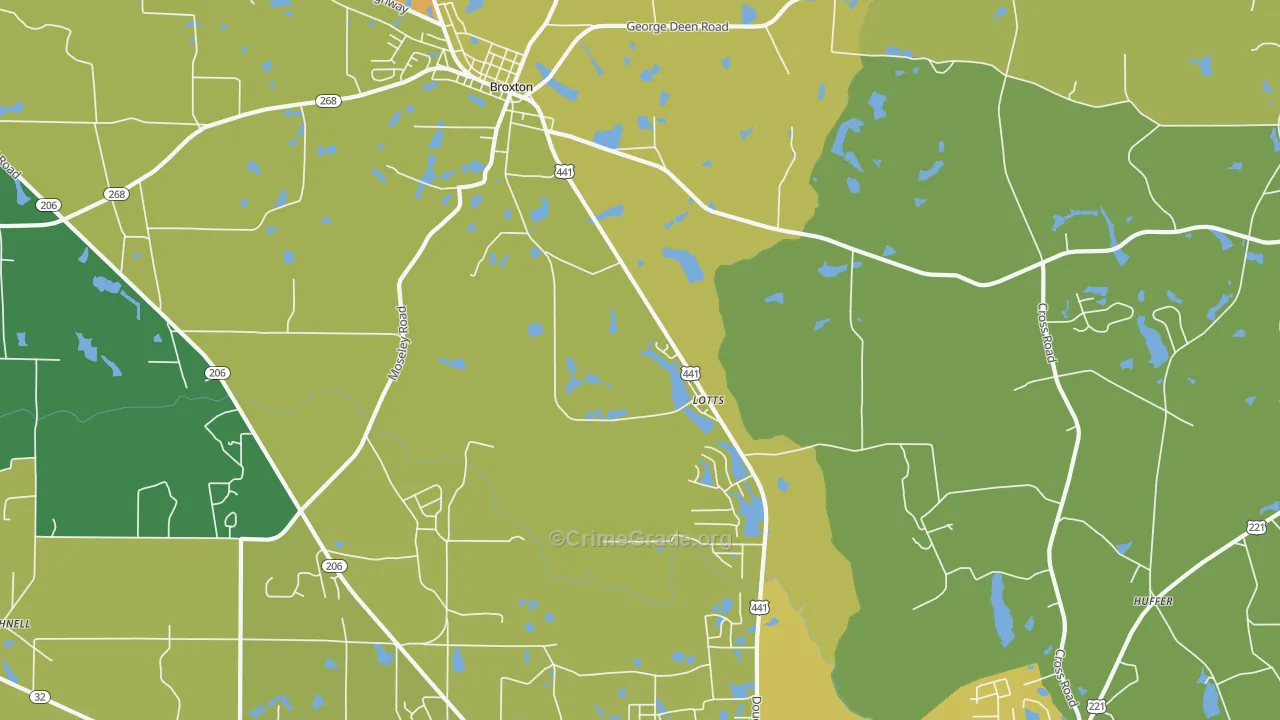 Lotts, GA Map of Murder Rates