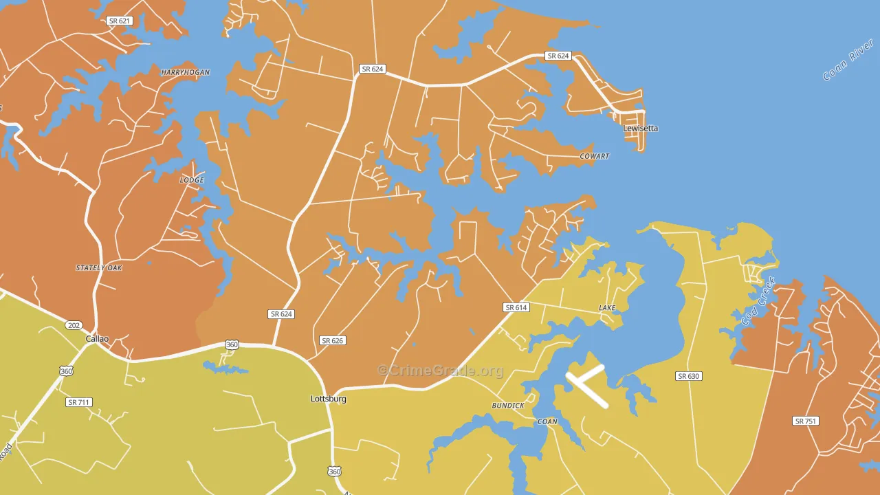 Lottsburg, VA Map of Murder Rates