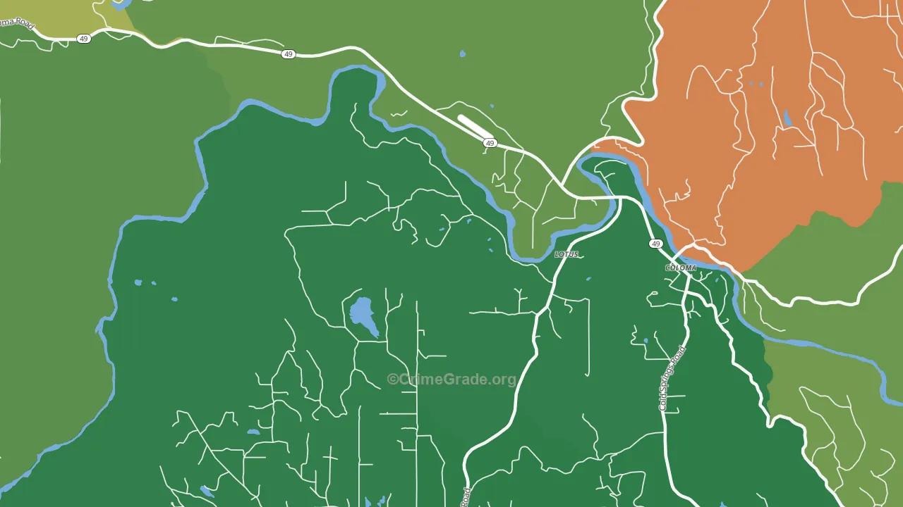 Lotus, CA Map of Murder Rates