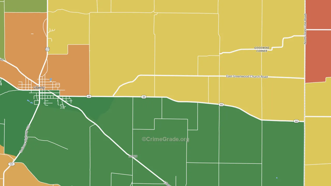 Lotus, IN Map of Murder Rates