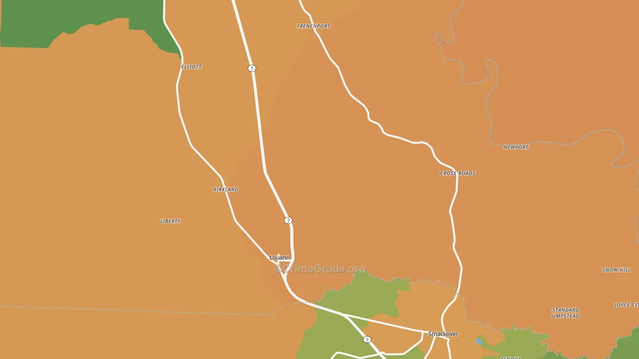 Louann, AR Map of Murder Rates