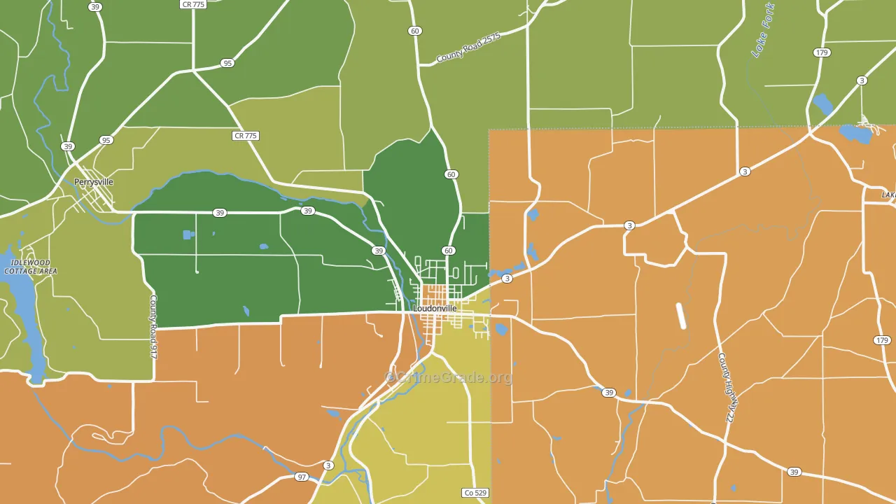 Loudonville, OH Map of Murder Rates
