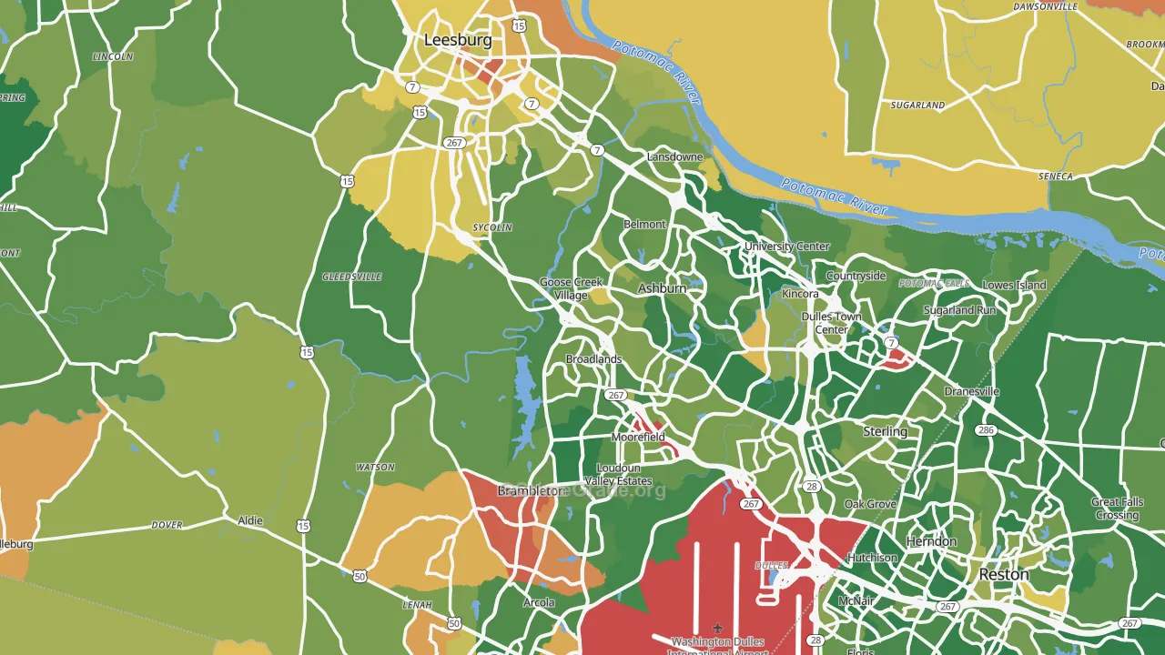 Loudoun County, VA Map of Murder Rates