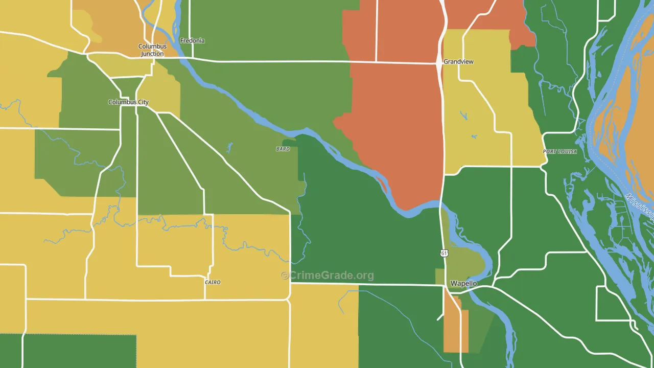 Louisa County, IA Map of Murder Rates
