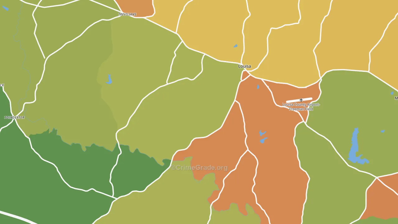 Louisa, VA Map of Murder Rates
