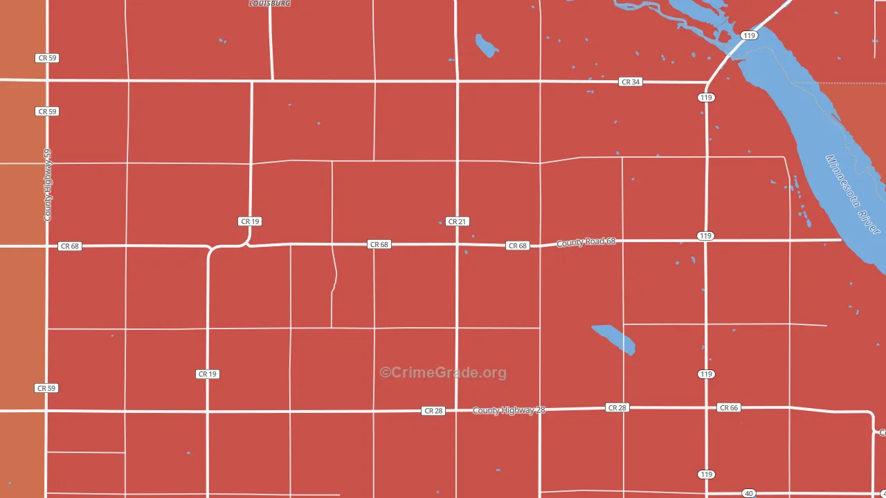 Louisburg, MN Map of Murder Rates
