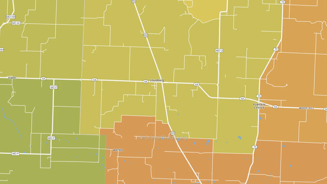 Louisburg, MO Map of Murder Rates