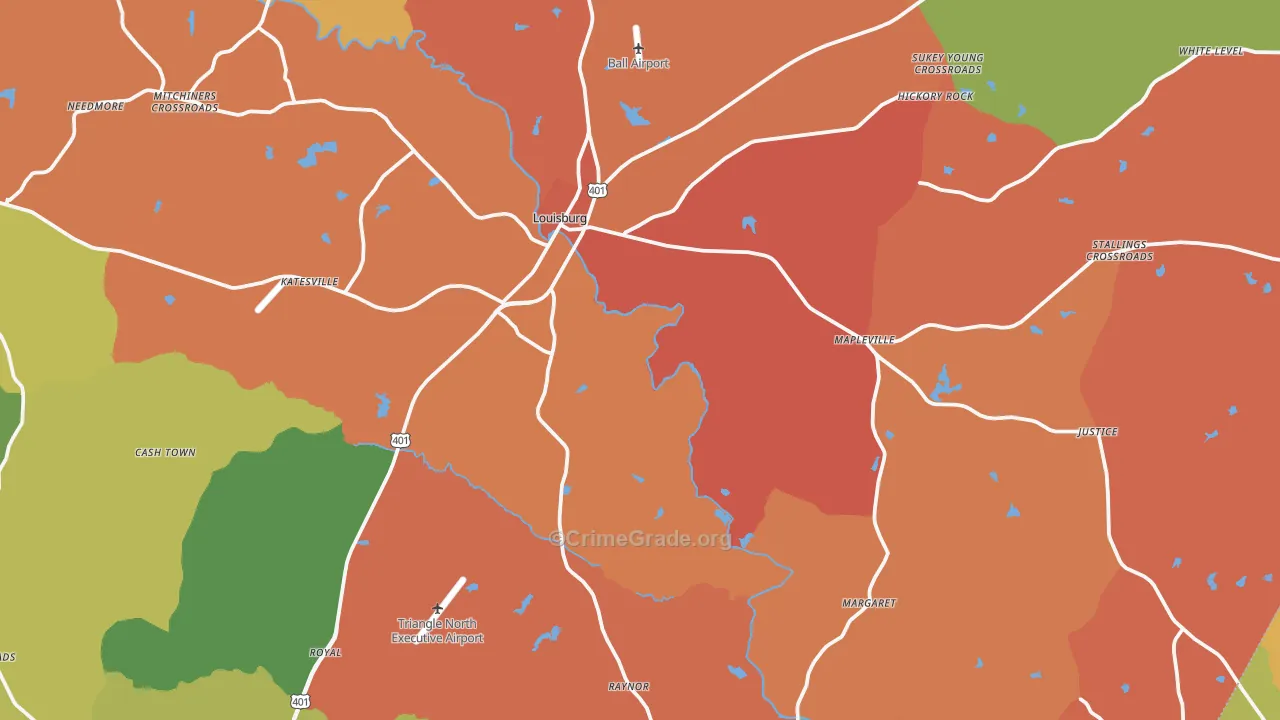 Louisburg, NC Map of Murder Rates