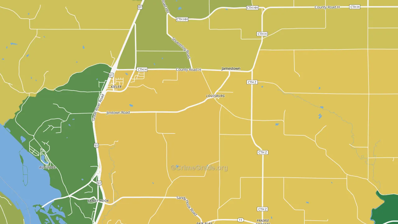 Louisburg, WI Map of Murder Rates