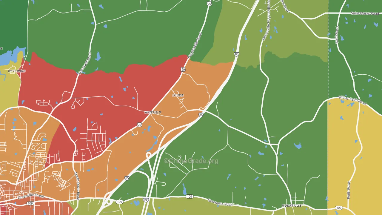 Louise, GA Map of Murder Rates