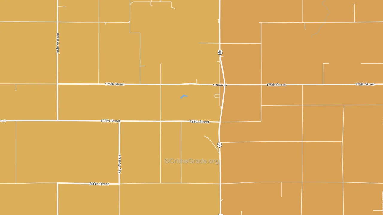 Lourdes, IA Map of Murder Rates