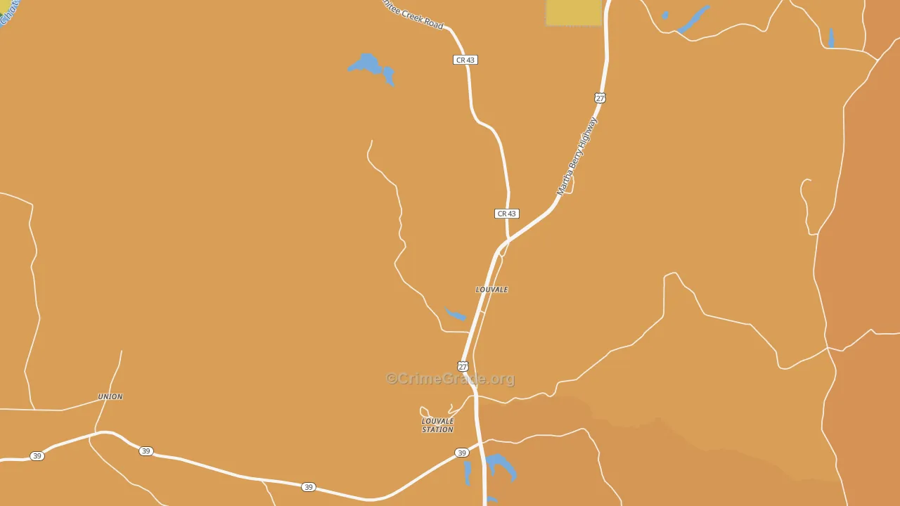 Louvale, GA Map of Murder Rates