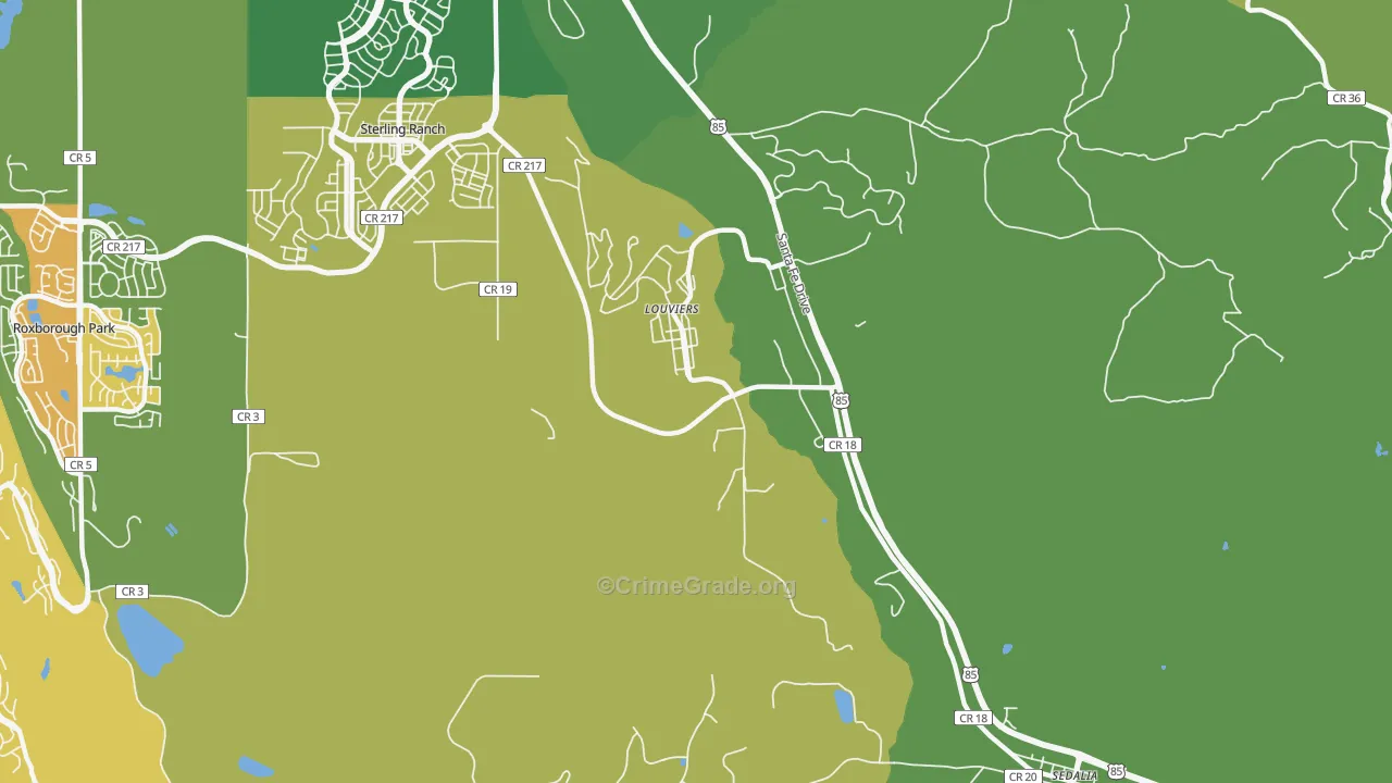 Louviers, CO Map of Murder Rates