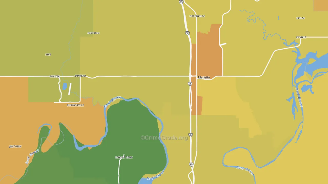 Love County, OK Map of Murder Rates