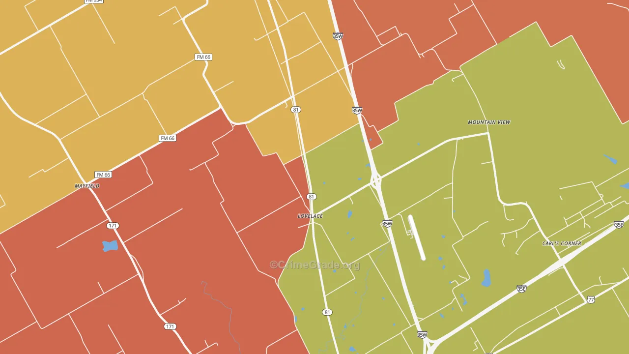 Lovelace, TX Map of Murder Rates