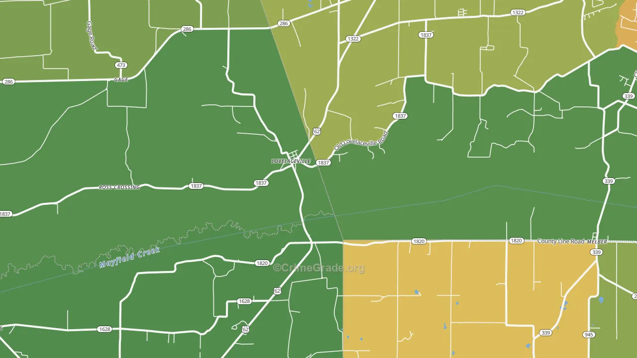 Lovelaceville, KY Map of Murder Rates