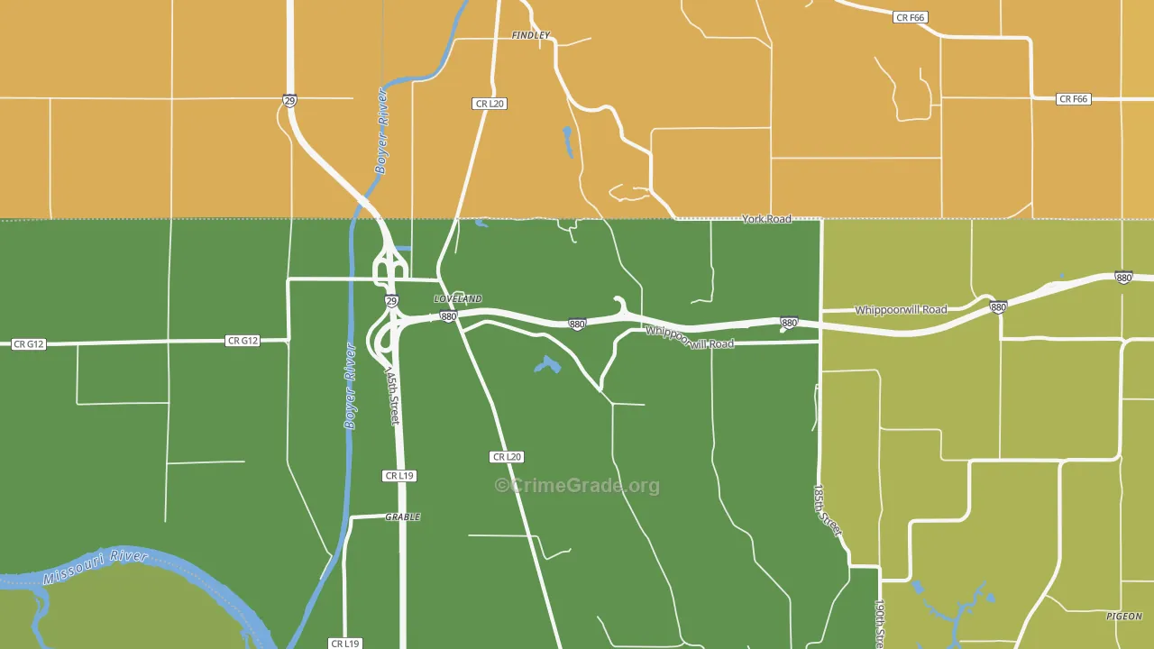 Loveland, IA Map of Murder Rates