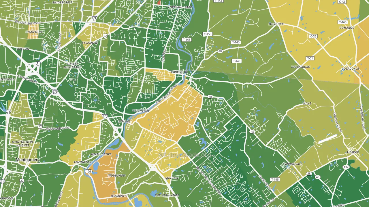Loveland, OH Map of Murder Rates