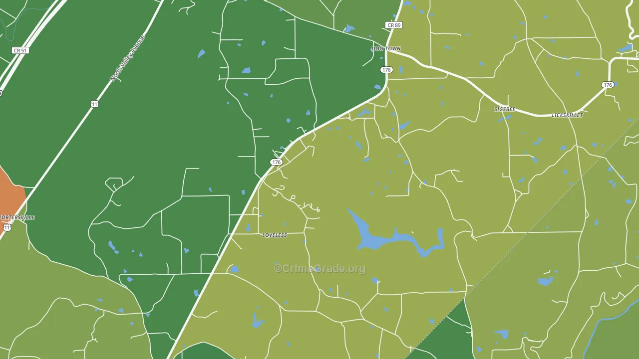 Loveless, AL Map of Murder Rates