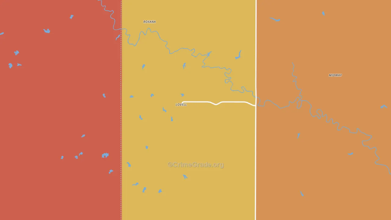 Lovell, OK Map of Murder Rates