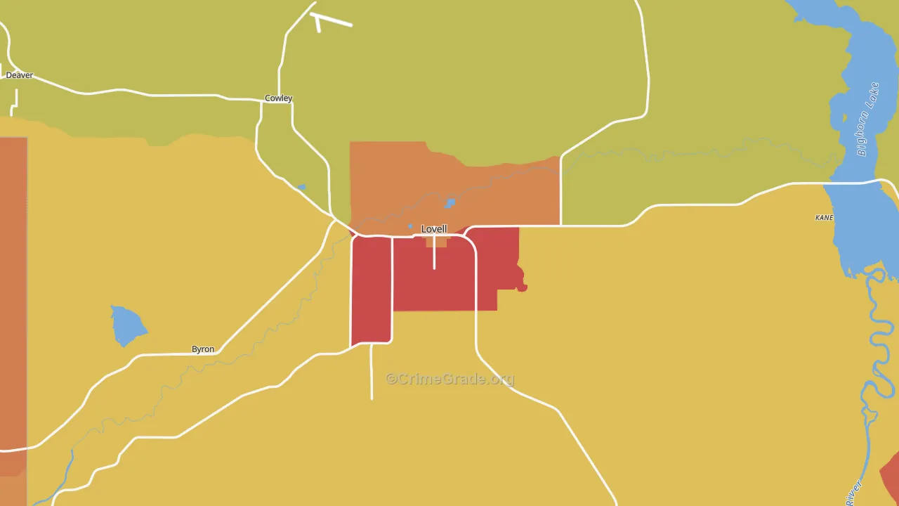 Lovell, WY Map of Murder Rates