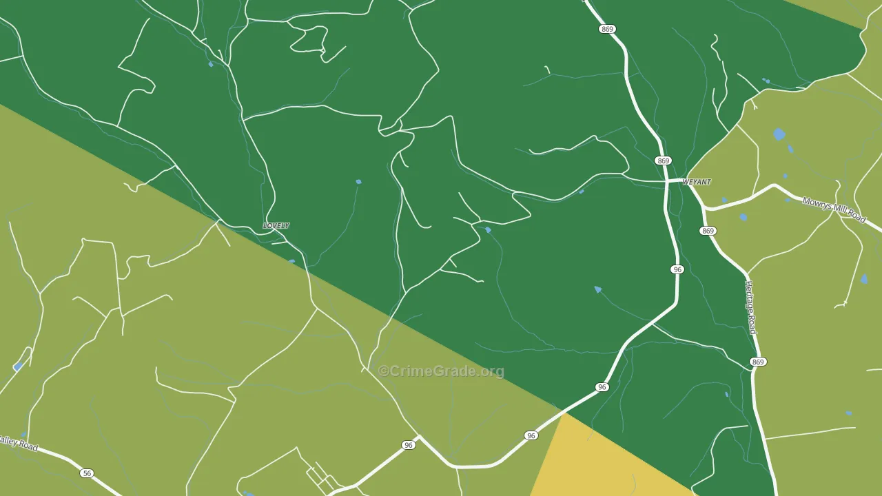 Lovely, PA Map of Murder Rates