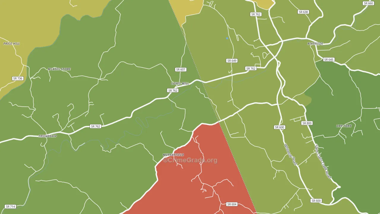 Loves Mill, VA Map of Murder Rates