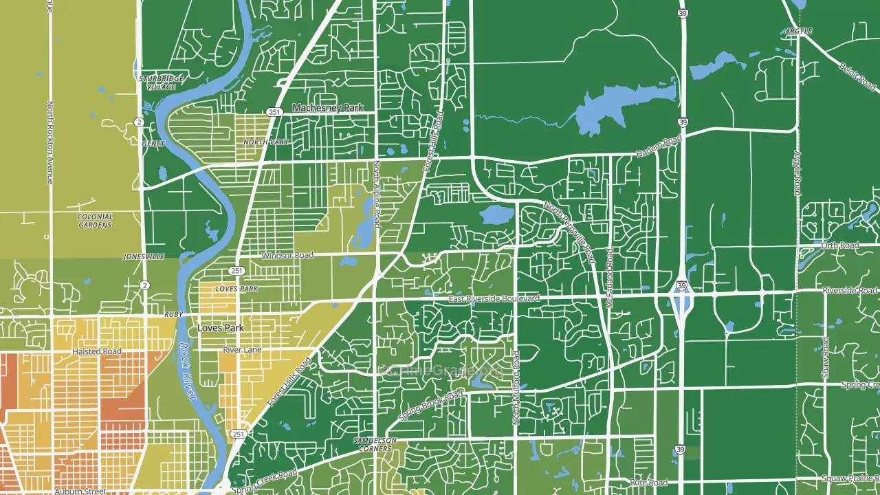 Loves Park, IL Map of Murder Rates
