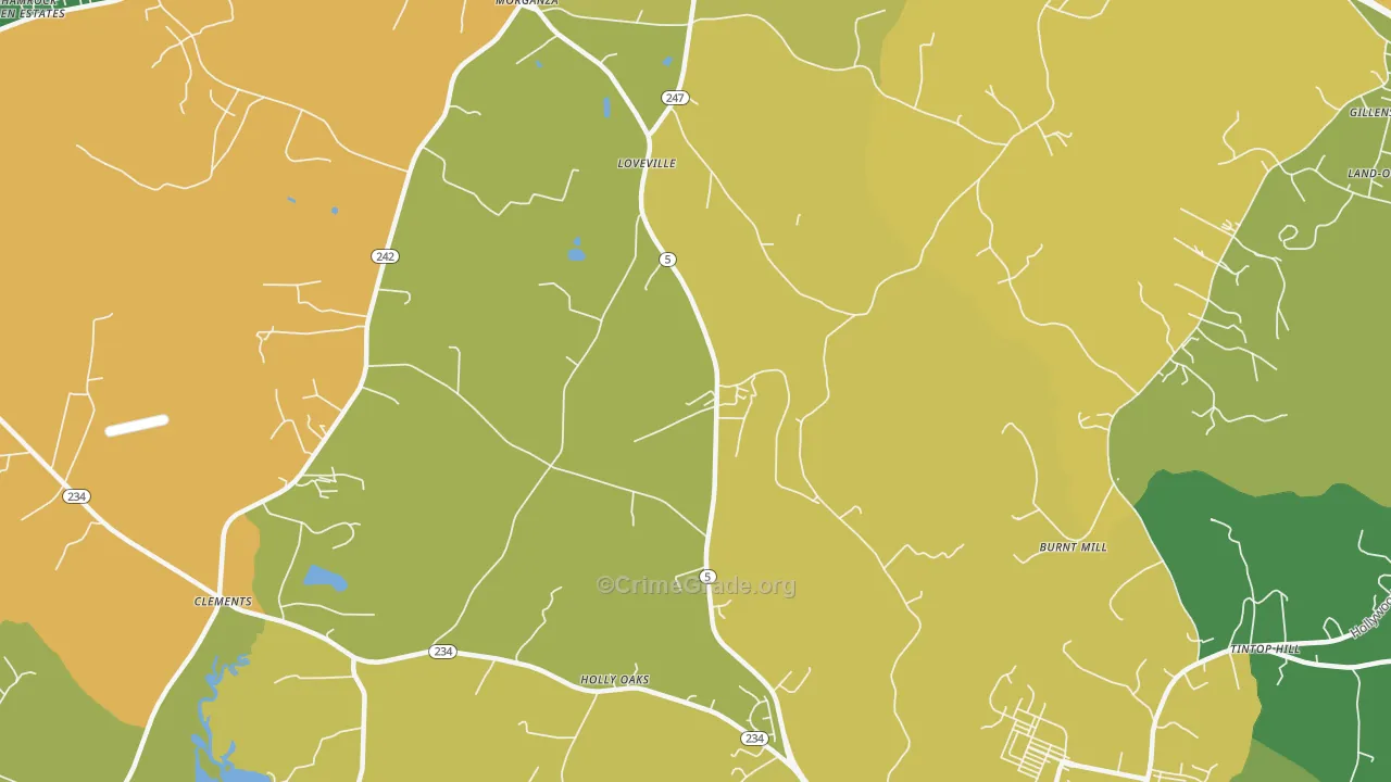 Loveville, MD Map of Murder Rates