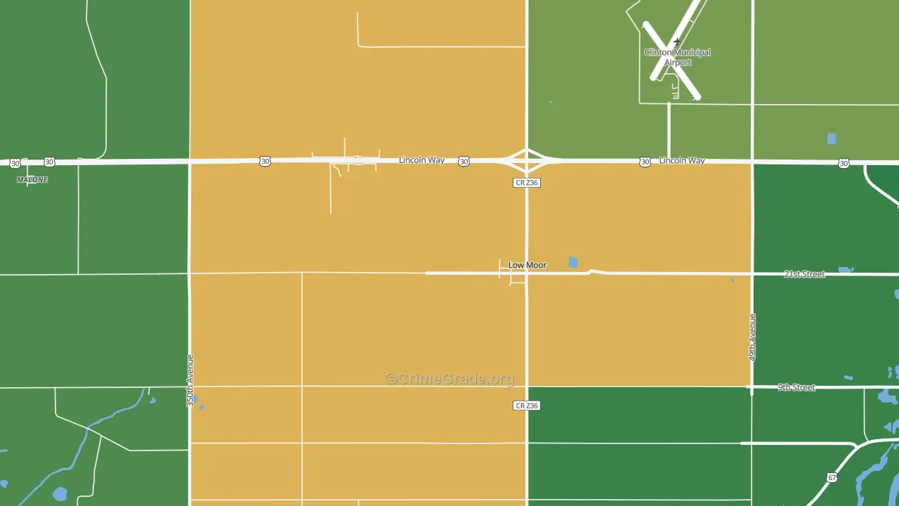 Low Moor, IA Map of Murder Rates