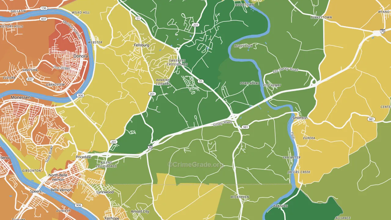 Lowber, PA Map of Murder Rates
