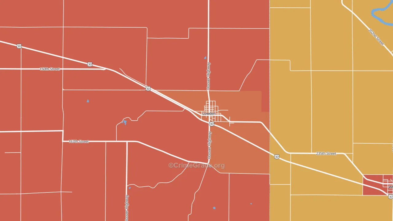 Lowden, IA Map of Murder Rates
