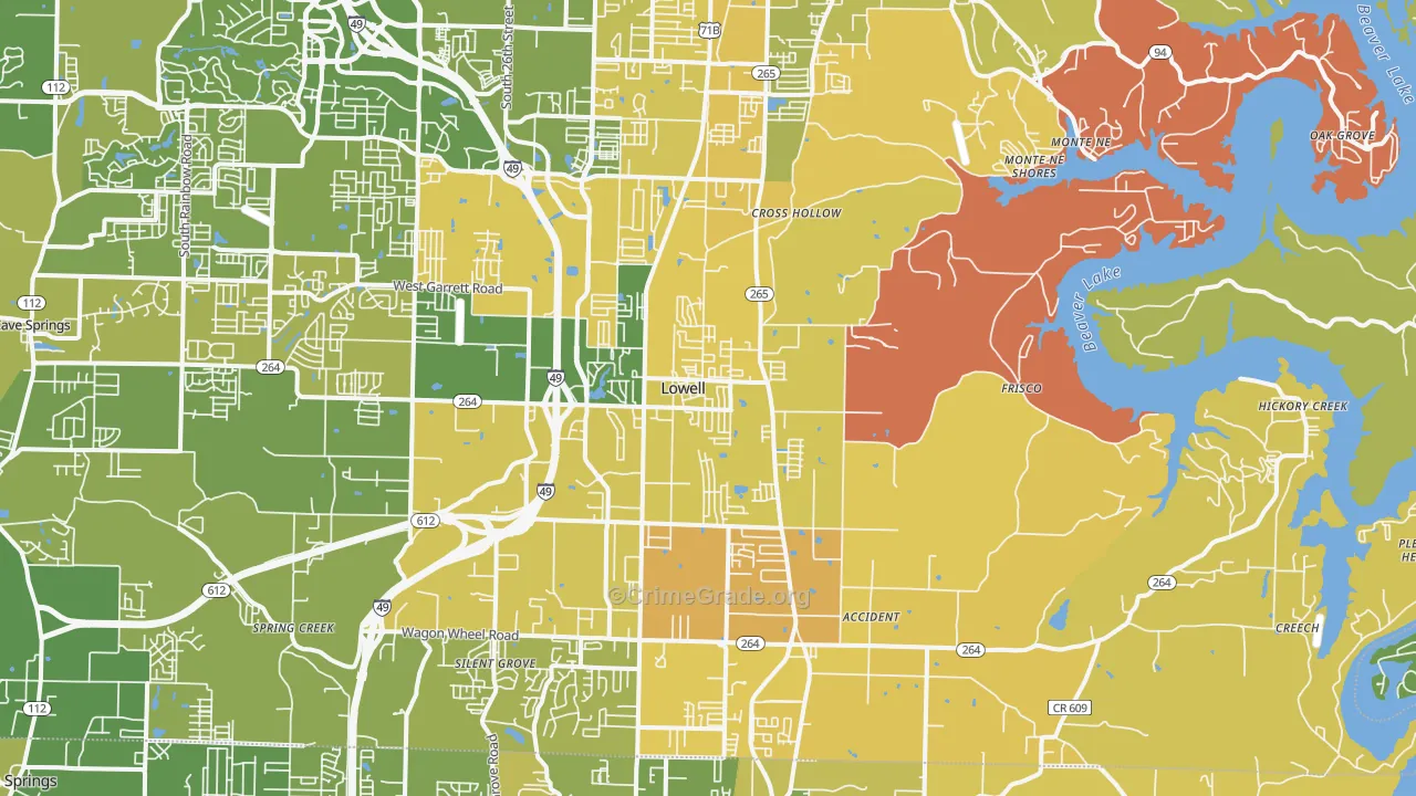 Lowell, AR Map of Murder Rates