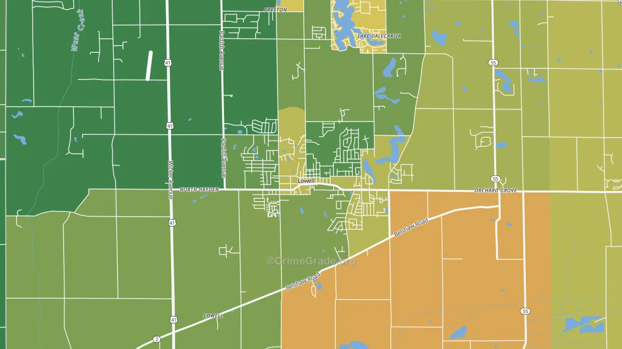 Lowell, IN Map of Murder Rates