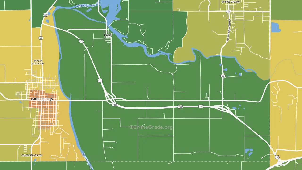 Lowell, KS Map of Murder Rates