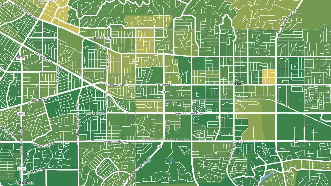 Lowell, La Habra, CA Map of Murder Rates